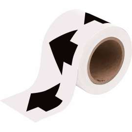 Directional Flow Arrow Tape for Pipe Marking - Roll Form, Vinyl, Black on White, 4"x 30 yd