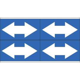 Self-Sticking Vinyl Dual Arrow, 1.125" H x 7" W, White on Blue, Card of 4 Each