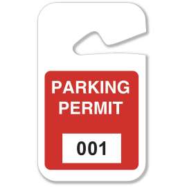 Rearview Mirror Hanging Tags, 001-100, Red, 4.75" H x 2.75" W