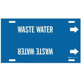 Strap-On Pipe Marker: WASTE WATER