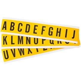 Outdoor Vinyl 1 in Black on Yellow Letters A to Z Kit of 25 Cards