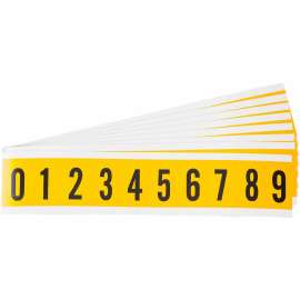 Outdoor Vinyl 1 in Black on Yellow Numbers 0 to 9 Kit of 25 Cards
