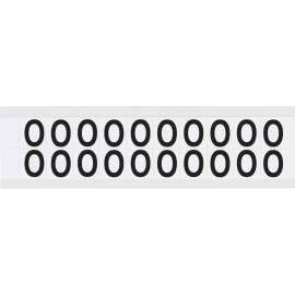 Vinyl 0.625 in Numbers and Letters Black on White O Card of 20 Labels