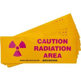 CAUTION Radiation Area Sign, 3.5" H x 10" W x 0.006" D, Pack of 10 Each, Polyester
