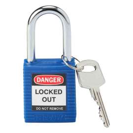 Standard Key Retaining Nylon Padlock 1.5 in Steel Shackle KD Blue