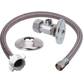 1/2 in. Nom Comp x 3/8 in. O.D. Comp With Metal Nut 3/8 in. Comp x 7/8 in. Ballcock Toilet Multi-Turn Angle Stop, Braided Polymer Connector