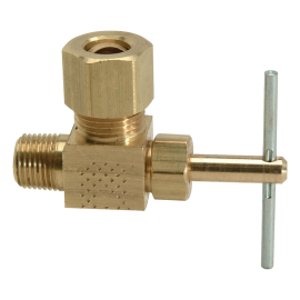 BrassCraft Compression x MIP Needle Valve, 1/4" OD Comp x 1/8" MIP, Angle NV104-4-2X