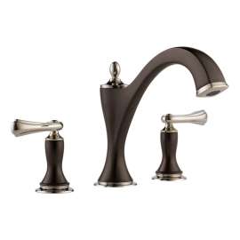 Less Handles Roman Tub Trim in Polished Nickel/Cocoa Bronze