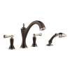 Less Handles Roman Tub Trim With Hand Shower in Polished Nickel/Cocoa Bronze