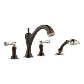 Less Handles Roman Tub Trim With Hand Shower in Polished Nickel/Cocoa Bronze