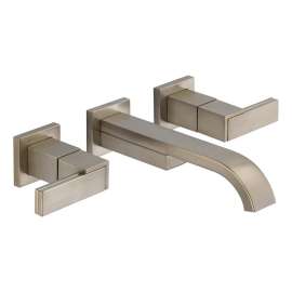 Less Handles Wall Mount Vessel Faucet in Brushed Nickel