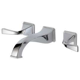 Two Handle Wall-Mount Lavatory Faucet in Chrome Finish, 1.2gpm Flow Rate