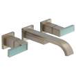 Wall-Mount Vessel Lavatory Faucet Less Handles in Brushed Nickel Finish, 1.2gpm Flow Rate