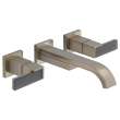 Wall-Mount Vessel Lavatory Faucet Less Handles in Brushed Nickel Finish, 1.2gpm Flow Rate