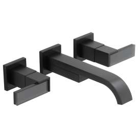 Wall-Mount Vessel Lavatory Faucet Less Handles in Matte Black Finish, 1.2gpm Flow Rate