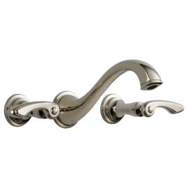 Two Handle Wall-Mount Lavatory Faucet Less Handles in Polished Nickel Finish, 1.2gpm Flow Rate