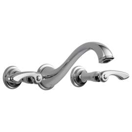 Two Handle Wall-Mount Lavatory Faucet Less Handles in Chrome Finish, 1.2gpm Flow Rate