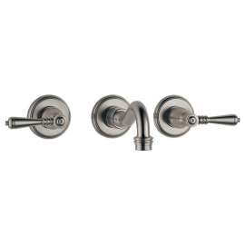 Two Handle Wall-Mount Faucet in Brushed Nickel Finish, 1.2gpm Flow Rate
