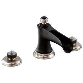 Rook 65361LF-NKBLLHP-ECO Widespread Lavatory Faucet Less Handles in Luxe Nickel/Matte Black Finish, 1.2gpm Flow Rate