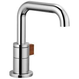 Single-Handle Lavatory Faucet in Polished Chrome/Teak Wood Finish, 1.5gpm Flow Rate