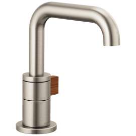 Single Handle Single Hole Lavatory Faucet in Luxe Nickel/Teak Wood Finish, 1.2gpm Flow Rate