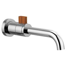 Single Handle Wall Mount Lavatory Faucet in Polished Chrome/Teak Wood Finish, 1.2gpm Flow Rate