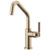 Bar Faucet with Angled Spout and Knurled Handle in Luxe Gold Finish