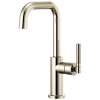 Bar Faucet with Square Spout and Knurled Handle in Polished Nickel Finish