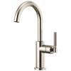 Bar Faucet with Arc Spout and Knurled Handle in Polished Nickel Finish