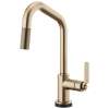 SmartTouch Pull-Down Faucet with Angled Spout and Industrial Handle in Luxe Gold Finish