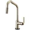 SmartTouch Pull-Down Faucet with Angled Spout and Industrial Handle in Polished Nickel Finish