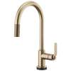 SmartTouch Pull-Down Faucet with Arc Spout and Industrial Handle in Luxe Gold Finish