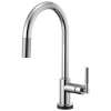 SmartTouch Pull-Down Faucet with Arc Spout and Knurled Handle in Chrome Finish