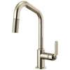 Pull-Down Faucet with Angled Spout and Industrial Handle in Polished Nickel Finish