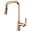 Pull-Down Faucet with Square Spout and Knurled Handle in Luxe Gold Finish