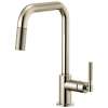Pull-Down Faucet with Square Spout and Knurled Handle in Polished Nickel Finish