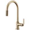 Pull-Down Faucet with Arc Spout and Industrial Handle in Luxe Gold Finish
