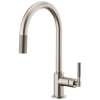 Pull-Down Faucet with Arc Spout and Knurled Handle in Stainless Finish