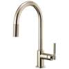 Pull-Down Faucet with Arc Spout and Knurled Handle in Polished Nickel Finish