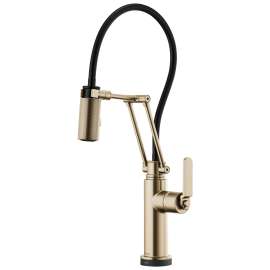 SmartTouch Articulating Faucet with Industrial Handle in Luxe Gold Finish