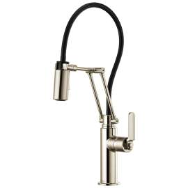 Articulating Faucet with Industrial Handle in Polished Nickel Finish