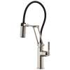 Articulating Faucet with Knurled Handle in Stainless Finish