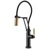 SmartTouch Articulating Faucet with Knurled Handle in Matte Black/Luxe Gold Finish