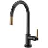 SmartTouch Pull-Down Faucet with Arc Spout and Knurled Handle in Matte Black/Luxe Gold Finish