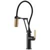 Articulating Faucet with Industrial Handle in Matte Black/Luxe Gold Finish
