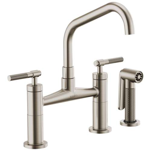 Brizo Litze Bridge Faucet With Angled Spout And Knurled Handle