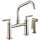 Bridge Faucet with Angled Spout and Knurled Handle in Polished Nickel Finish