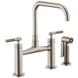 Litze Bridge Faucet With Square Spout And Knurled Handle