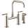 Bridge Faucet with Square Spout and Knurled Handle in Polished Nickel Finish
