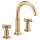 1.5 GPM Widespread Lavatory Faucet with Arc Spout and without Handles in Polished Gold Finish